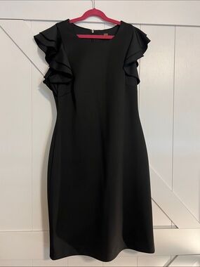 Black Ruffle Sleeve Sheath Dress Size 10